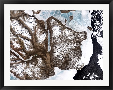 Framed Sea Ice lines the Shoreline in Eastern Greenland Print