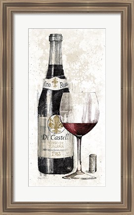 Framed Pencil Wine I Print