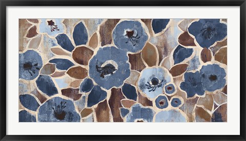 Framed Contemporary Tapestry Blue Print