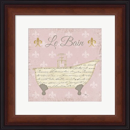 Framed Vintage Bath VI Fleur Pink Print