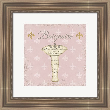 Framed Vintage Bath VII Fleur Pink Print