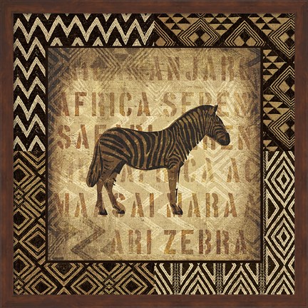 Framed African Wild Zebra Border Print