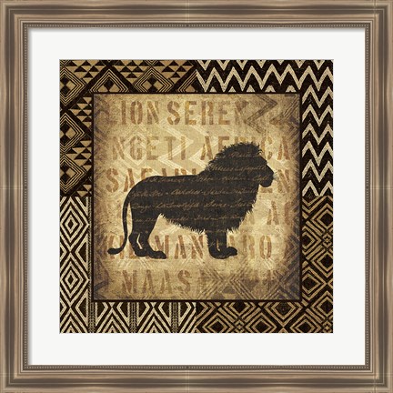 Framed African Wild Lion Border Print