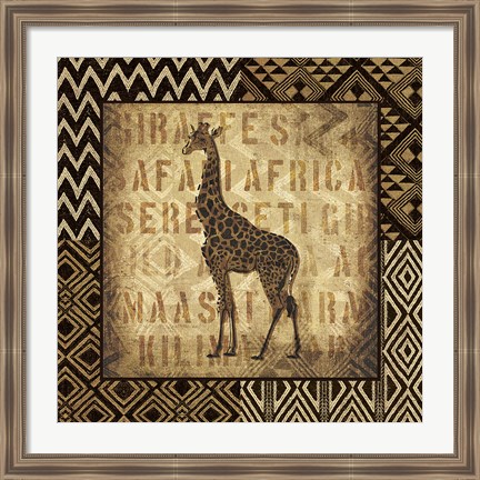 Framed African Wild Giraffe Border Print