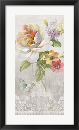 Framed Textile Floral Panel II Print