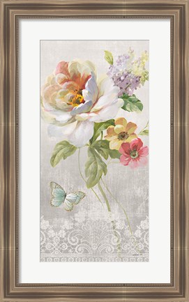 Framed Textile Floral Panel II Print