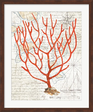 Framed Textured Coral I Print