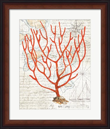 Framed Textured Coral I Print