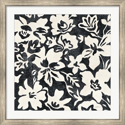 Framed Chalkboard Floral I Print