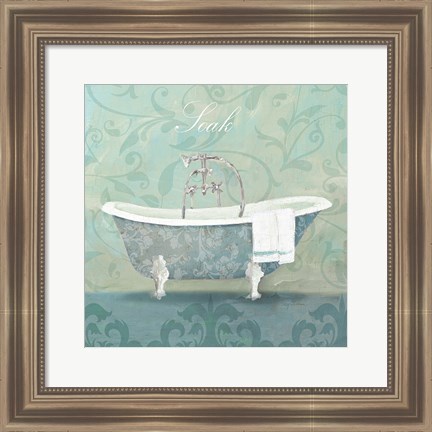 Framed Damask Bath Tub Print