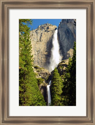 Framed Upper and Lower Yosemite Falls, Merced River, Yosemite NP, California Print