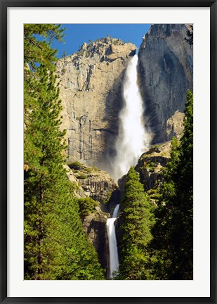 Framed Upper and Lower Yosemite Falls, Merced River, Yosemite NP, California Print