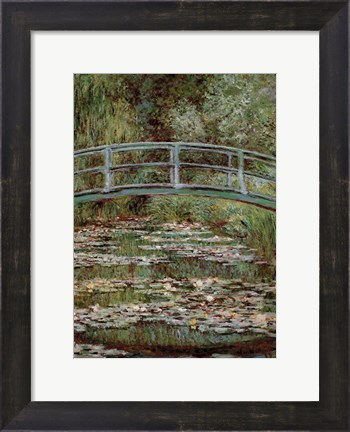 Framed Waterlily Pond, Japanese Bridge Print