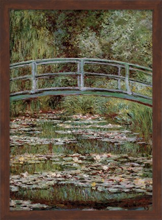 Framed Waterlily Pond, Japanese Bridge Print