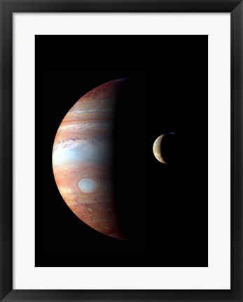 Framed Jupiter and its Volcanic Moon Lo Print