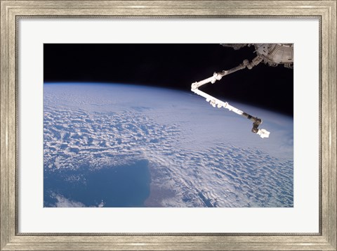 Framed Robotic Canadarm2 above Earth Print