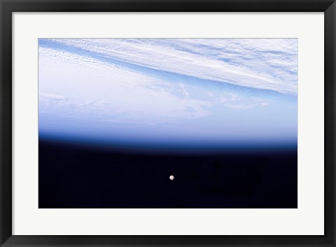 Framed Full Moon above Earth&#39;s Horizon and Airglow Print