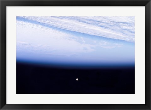 Framed Full Moon above Earth&#39;s Horizon and Airglow Print