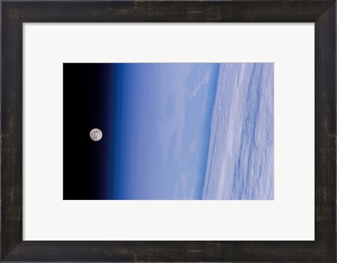 Framed Full Moon is Visible in this view Above Earth&#39;s Horizon and Airglow Print