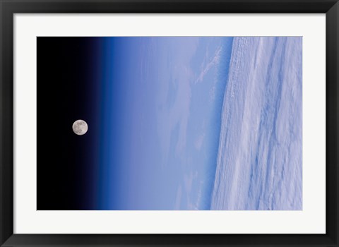 Framed Full Moon is Visible in this view Above Earth&#39;s Horizon and Airglow Print