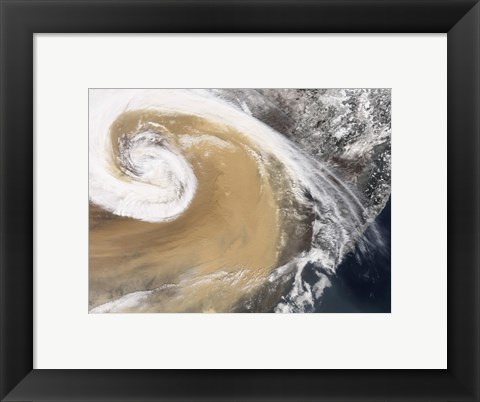 Framed Asian Dust Storm Crosses the Pacific Print