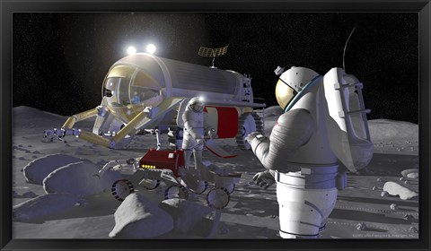 Framed Artist&#39;s Rendering of Future Space Exploration Missions Print