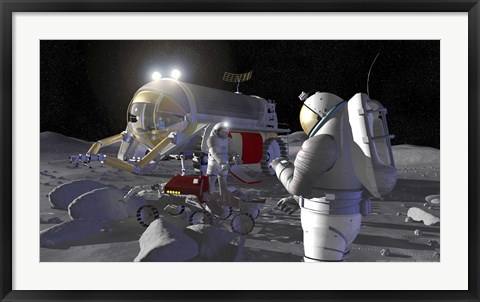 Framed Artist&#39;s Rendering of Future Space Exploration Missions Print