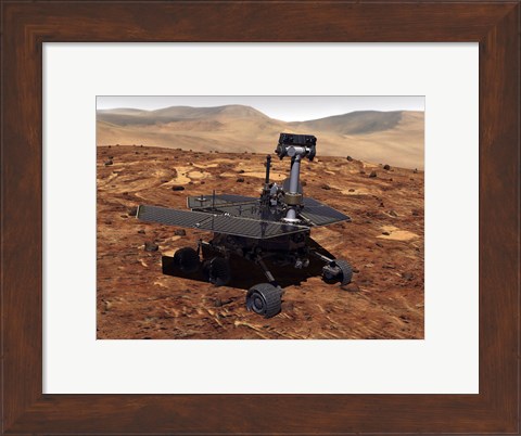 Framed Artists Rendition of Mars Rover Print