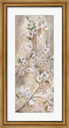 Framed Cherry Blossoms Taupe Panel I Print