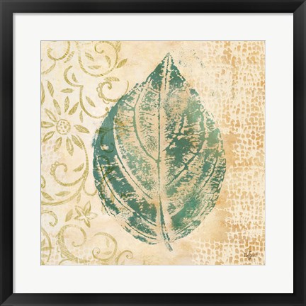 Framed Leaf  Scroll I Print