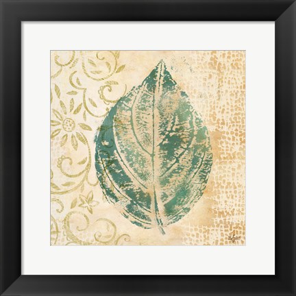 Framed Leaf  Scroll I Print