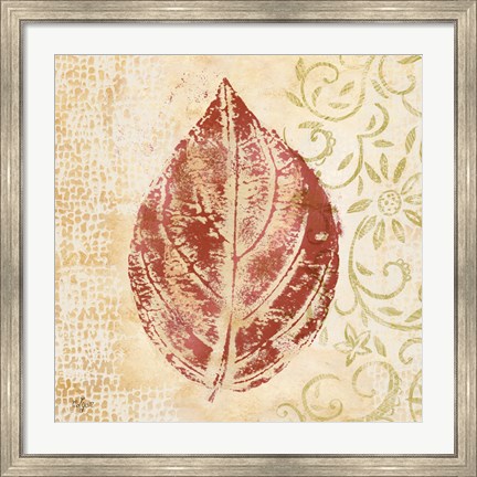 Framed Leaf Scroll II Print