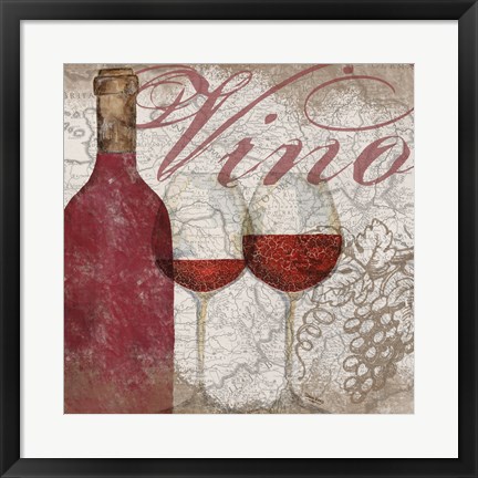 Framed Vino and Vin I Print