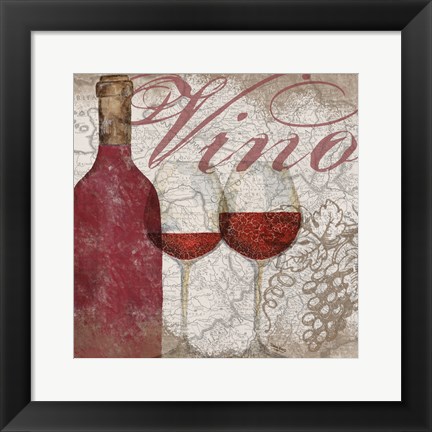 Framed Vino and Vin I Print