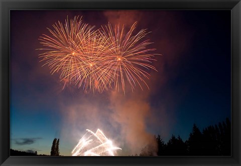 Framed British Columbia, Victoria, Fireworks Show Print