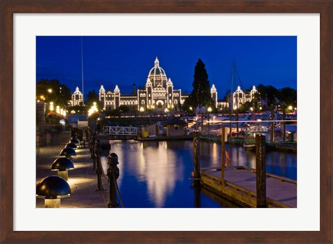 Framed Canada, British Columbia, Victoria, Inner Harbor at Dusk Print