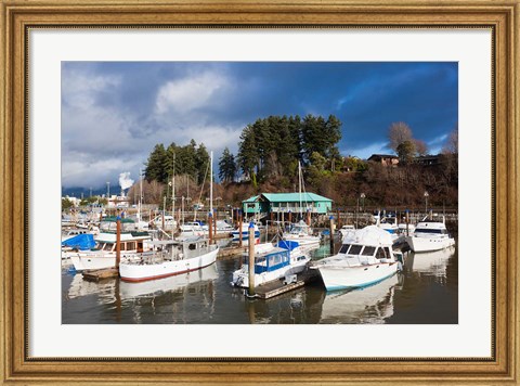 Framed Port Alberni, Harbor Quay Marina, Vancouver Island, British Columbia, Canada Print