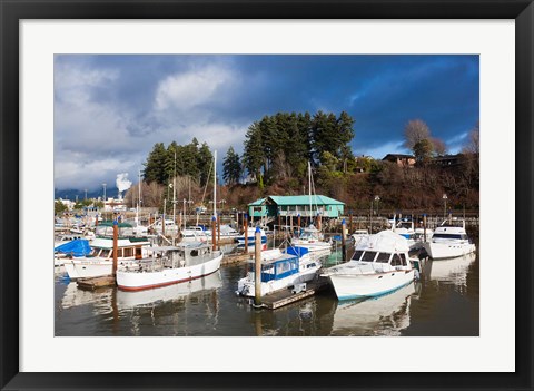 Framed Port Alberni, Harbor Quay Marina, Vancouver Island, British Columbia, Canada Print