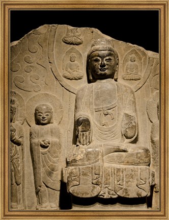 Framed Buddha statue c. 550-577 AD, Shanghai, China Print