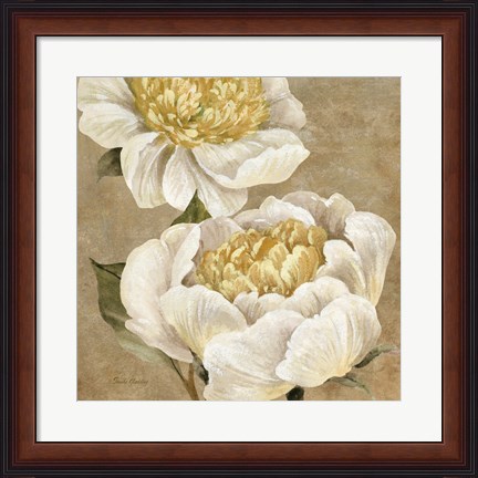 Framed Up Close Cream Peony Print