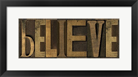 Framed Printers Block Sentiment Panel I - Believe Print