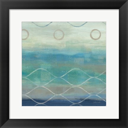 Framed Abstract Waves Blue/Gray II Print