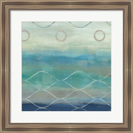 Framed Abstract Waves Blue/Gray II Print