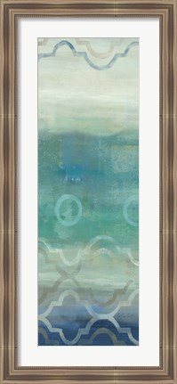 Framed Abstract Waves Blue/Gray Panel I Print