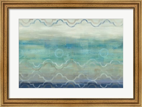 Framed Abstract Waves Blue/Gray Print
