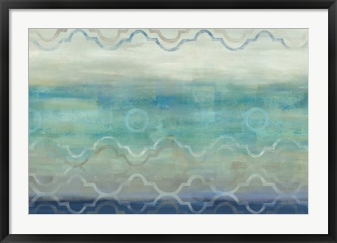 Framed Abstract Waves Blue/Gray Print