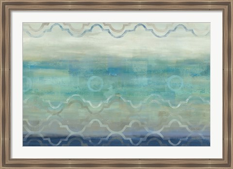 Framed Abstract Waves Blue/Gray Print