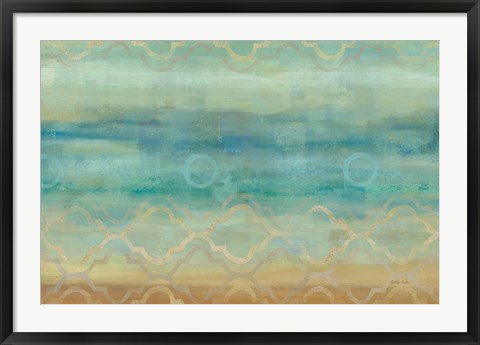 Framed Abstract Waves Blue Print