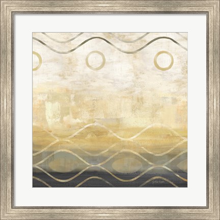 Framed Abstract Waves Black/Gold II Print