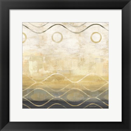 Framed Abstract Waves Black/Gold II Print